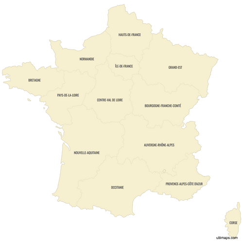 Preview of Labeled Map of France Regions