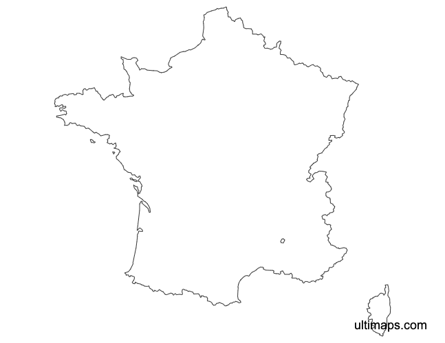 Preview of Outline Map of France Regions (A4)