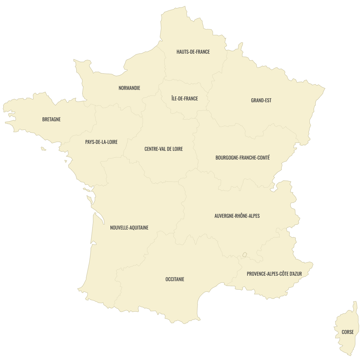Blank Map of France Regions With Labels