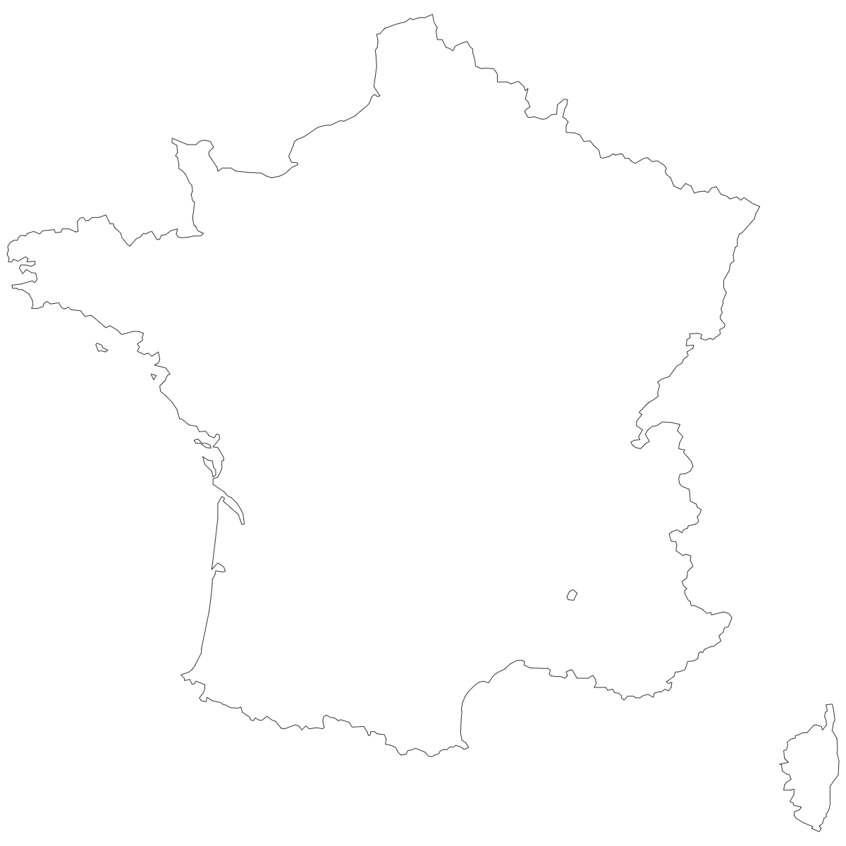 Outline Map of France Regions