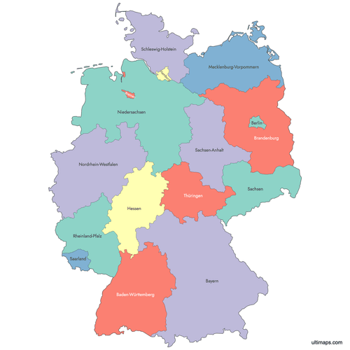 Preview of Labeled Germany States Map