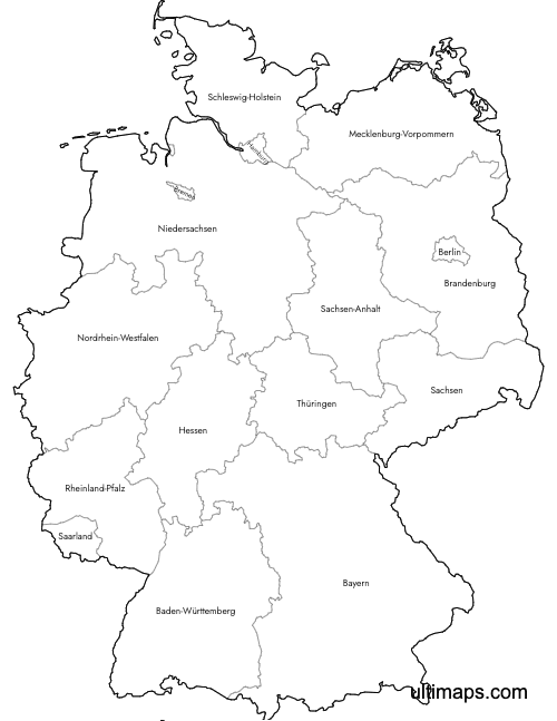 Preview of Labeled Germany States Map (Letter)