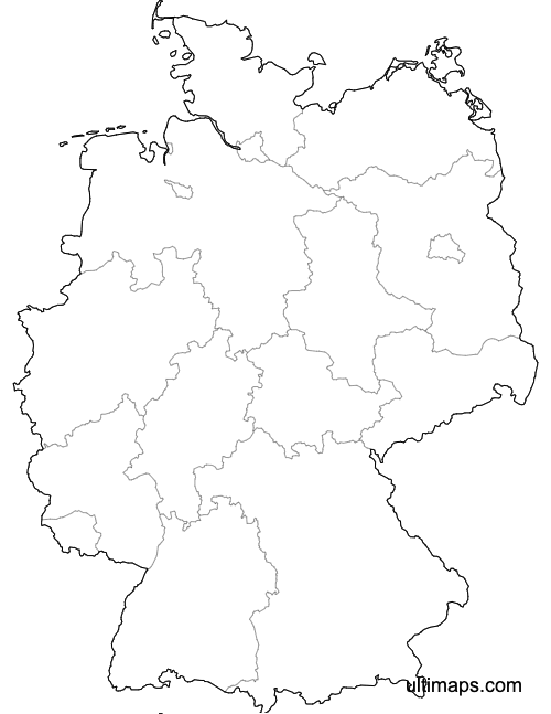 Preview of Outlined Germany States Map (Letter)