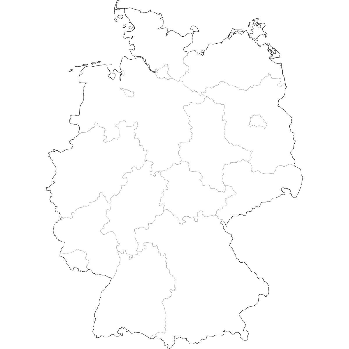 Outlined Germany States Map