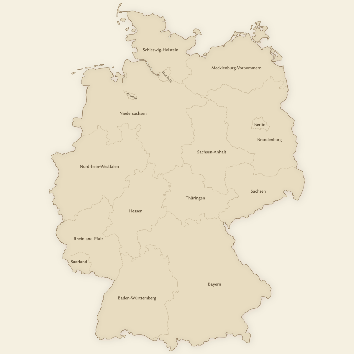 Styled Germany States Map (Vintage Theme)