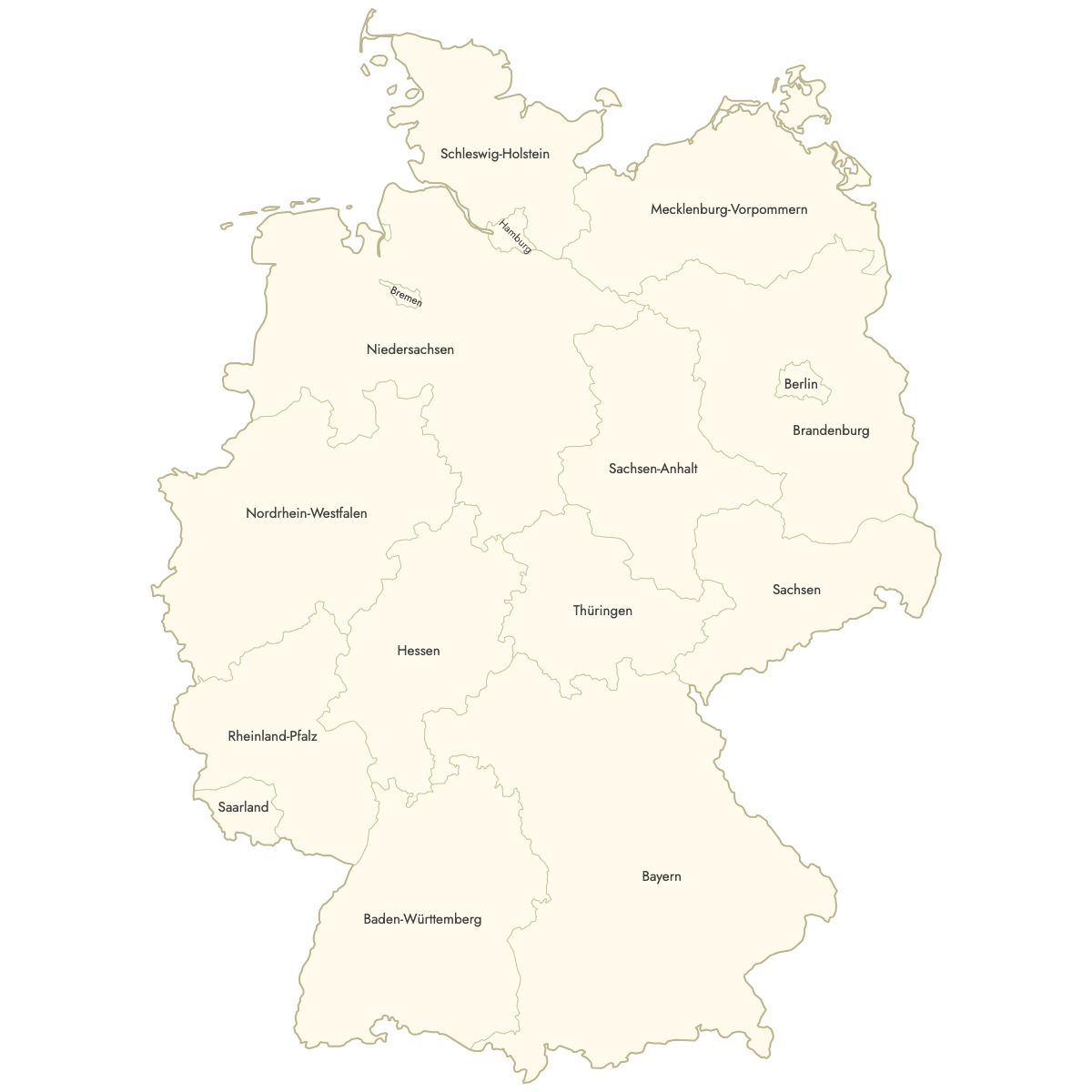 Unstyled Germany States Map With Labels