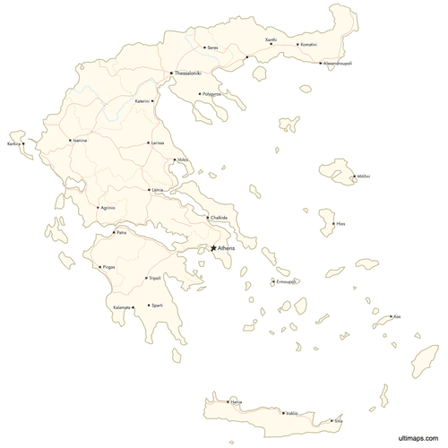 Preview of Map of Greece Regions with Cities