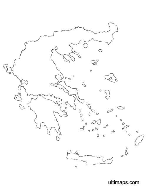 Preview of Outline Map of Greece Regions (A4)