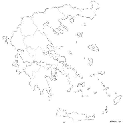 Preview of Outlined Map of Greece Regions
