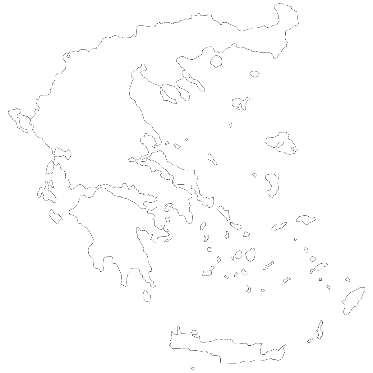 Outline Map of Greece Regions