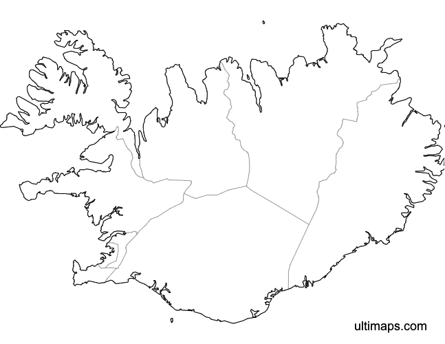 Preview of Blank Iceland Map with Regions (A4)