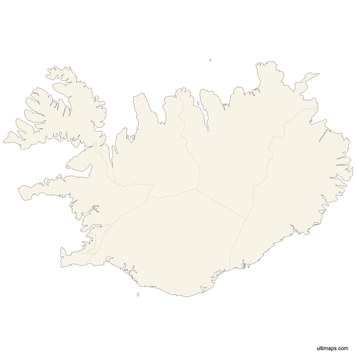 Preview of Blank Iceland Map with Regions