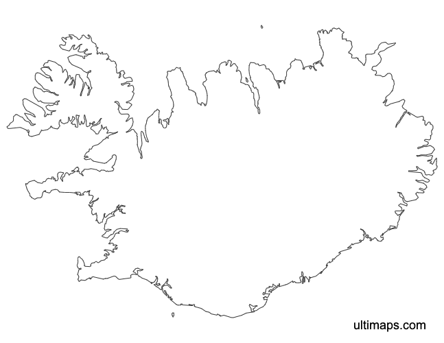 Preview of Outline Iceland Map with Regions (Letter)