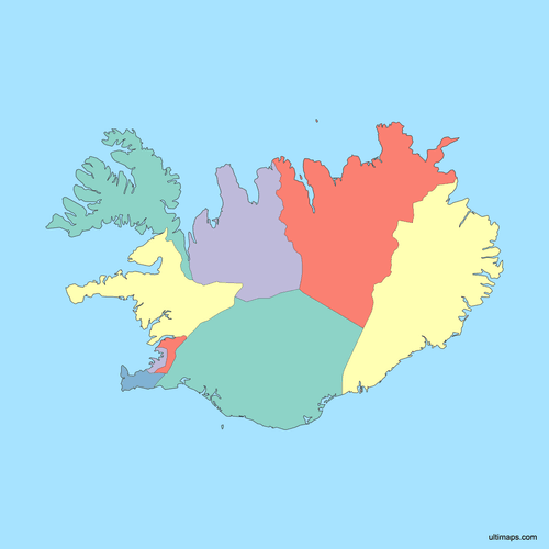 Preview of Political Map of Iceland with Regions