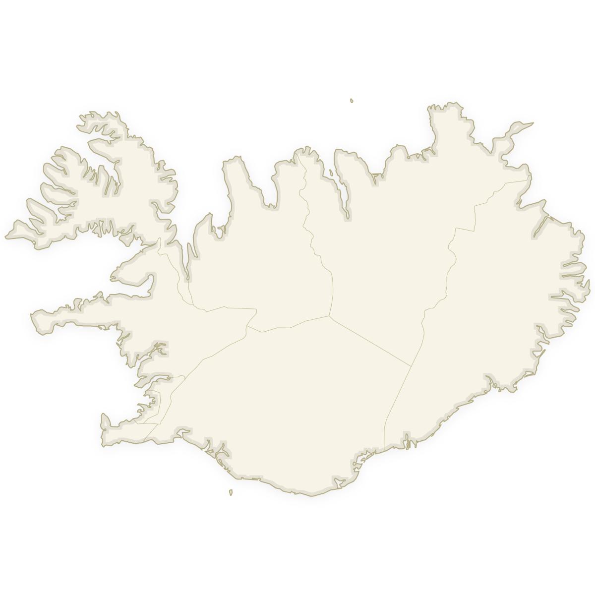 Blank map of Iceland with Regions
