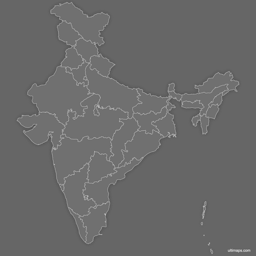Preview of Blank Map of India (Dark)