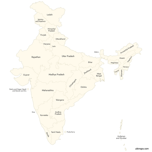 Preview of Labeled Map of India