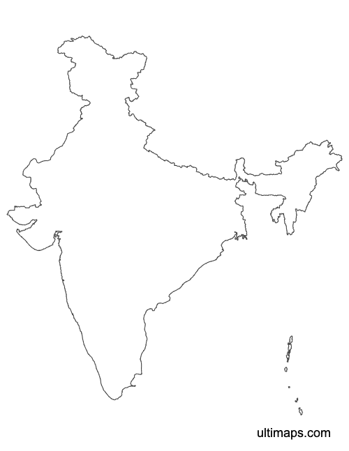 Preview of Outline Map of India (A4)
