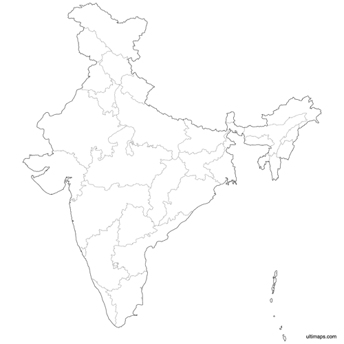 Preview of Outlined Map of India