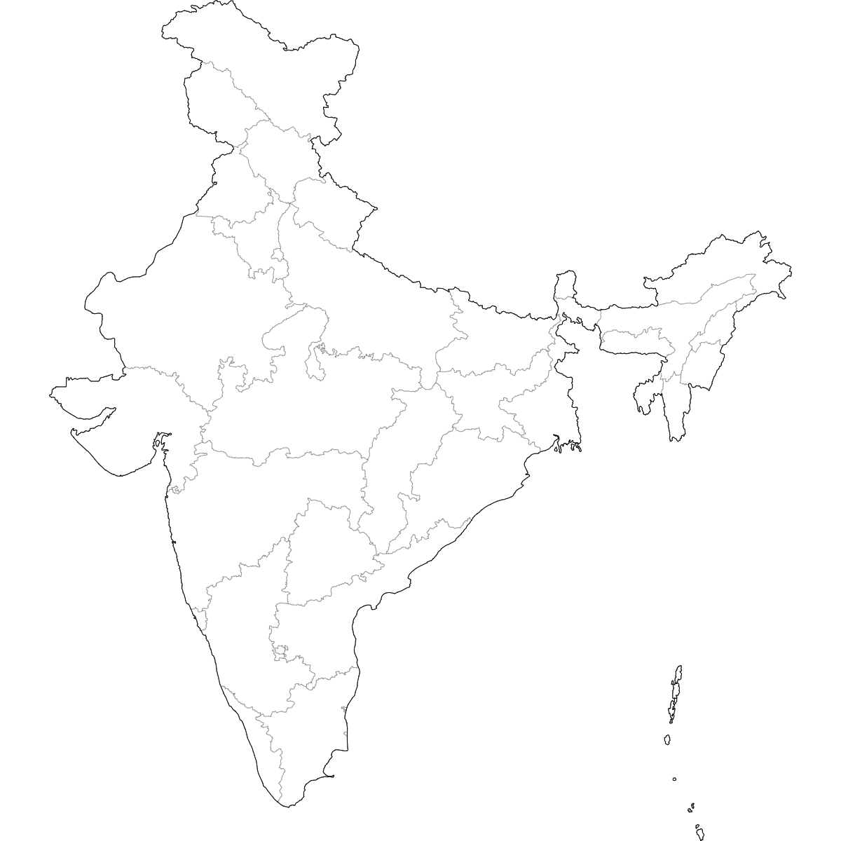 Outlined Map of India