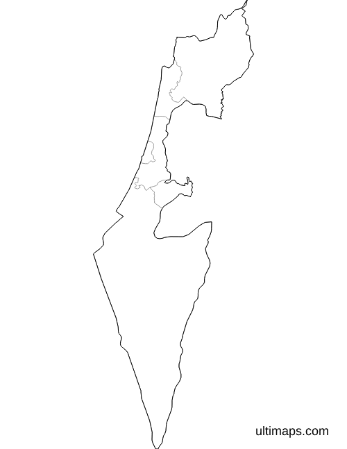 Blank Israel Districts Map (A4)