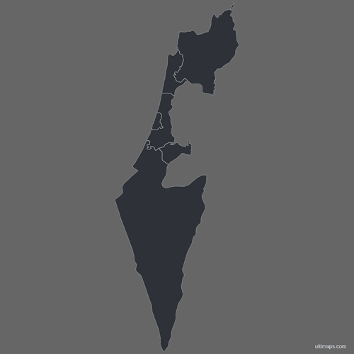 Blank Israel Districts Map (Dark)