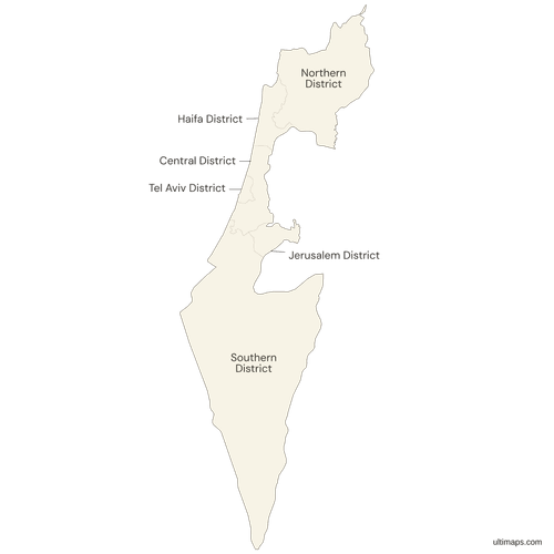 Labeled Israel Districts Map