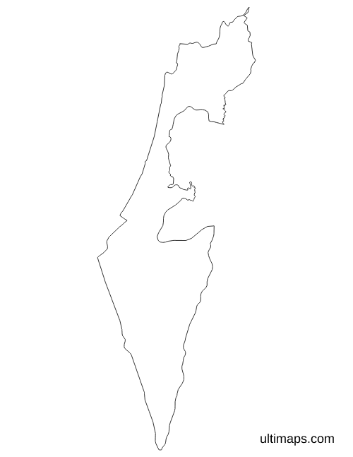 Outline Israel Districts Map (Letter)