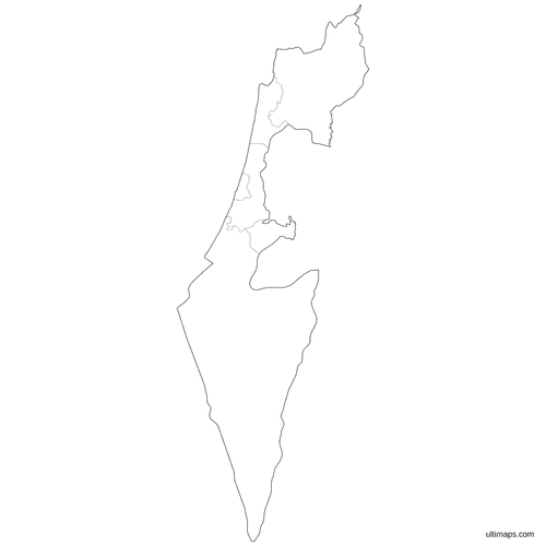 Outlined Israel Districts Map