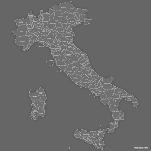 Preview of Labeled Map of Italy Provinces (Dark)