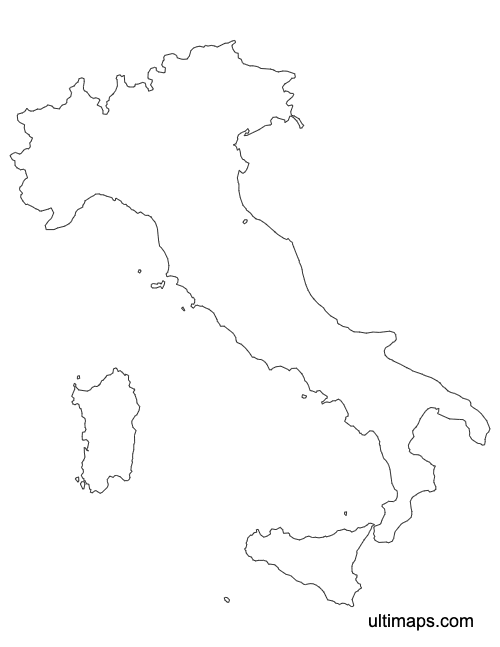 Preview of Outline Map of Italy Provinces (A4)