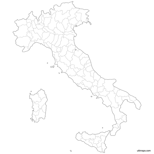 Preview of Outlined Map of Italy Provinces