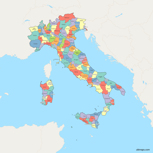 Political Map of Italy with Provinces