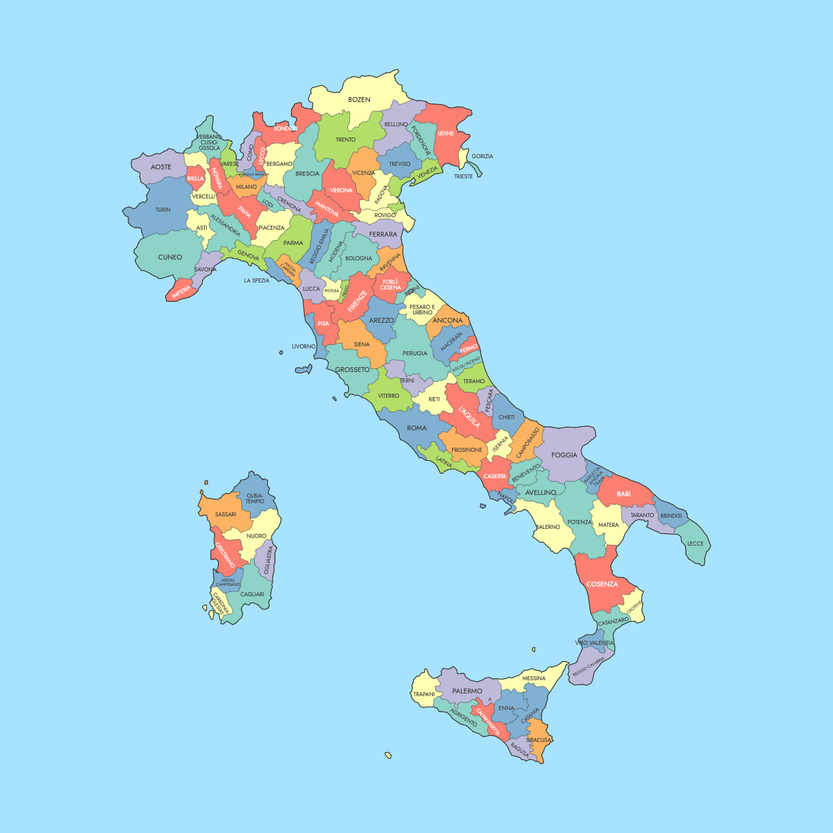 Map of Italy Provinces | Explore, Download \u0026 Create Your Own — Ultimaps, image size:1200x1200
