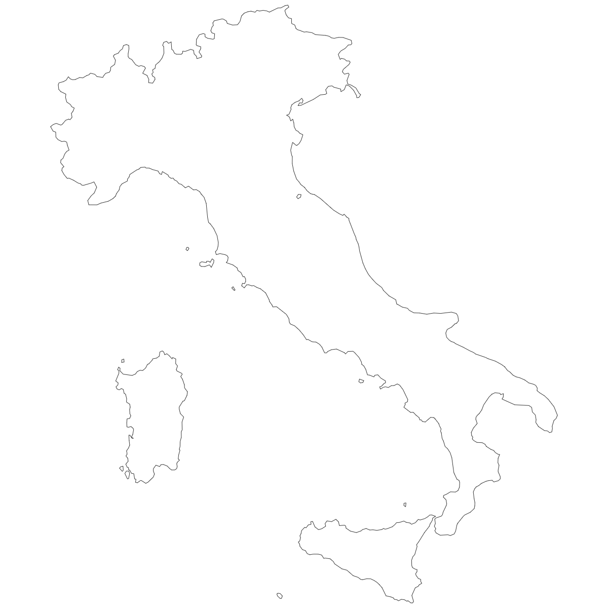 Outline Map of Italy Provinces