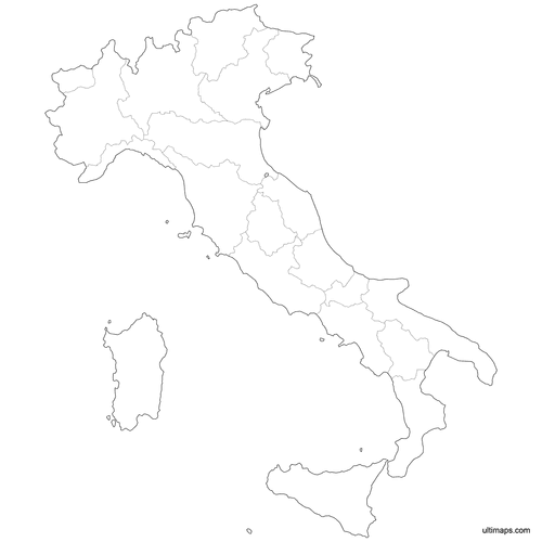 Preview of Outlined Map of Italy Regions
