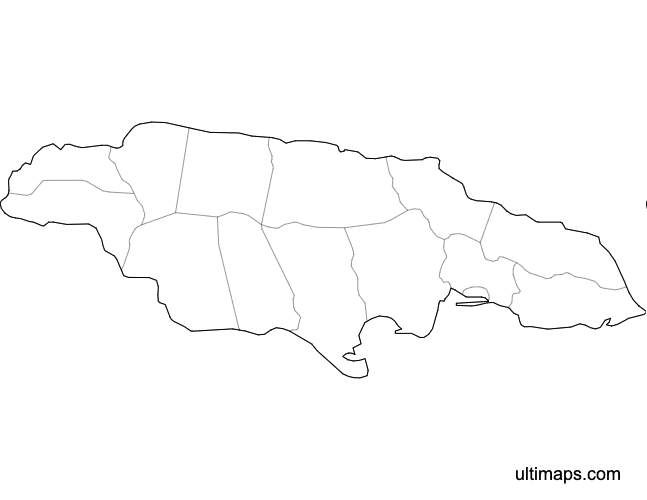 Preview of Blank Jamaica Map with Parishes (Letter)