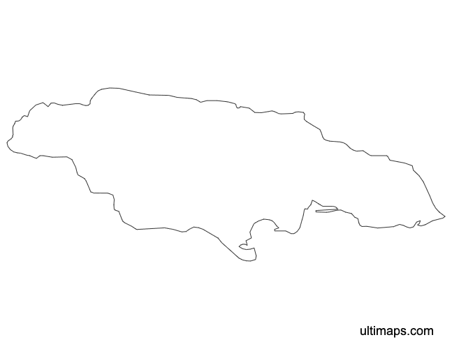 Preview of Outline Jamaica Map with Parishes (A4)
