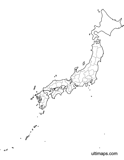 Preview of Blank Map of Japan Prefectures (A4)