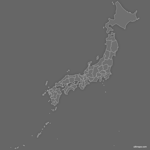 Preview of Blank Map of Japan Prefectures (Dark)
