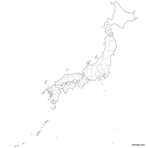 Preview of Outlined Map of Japan Prefectures