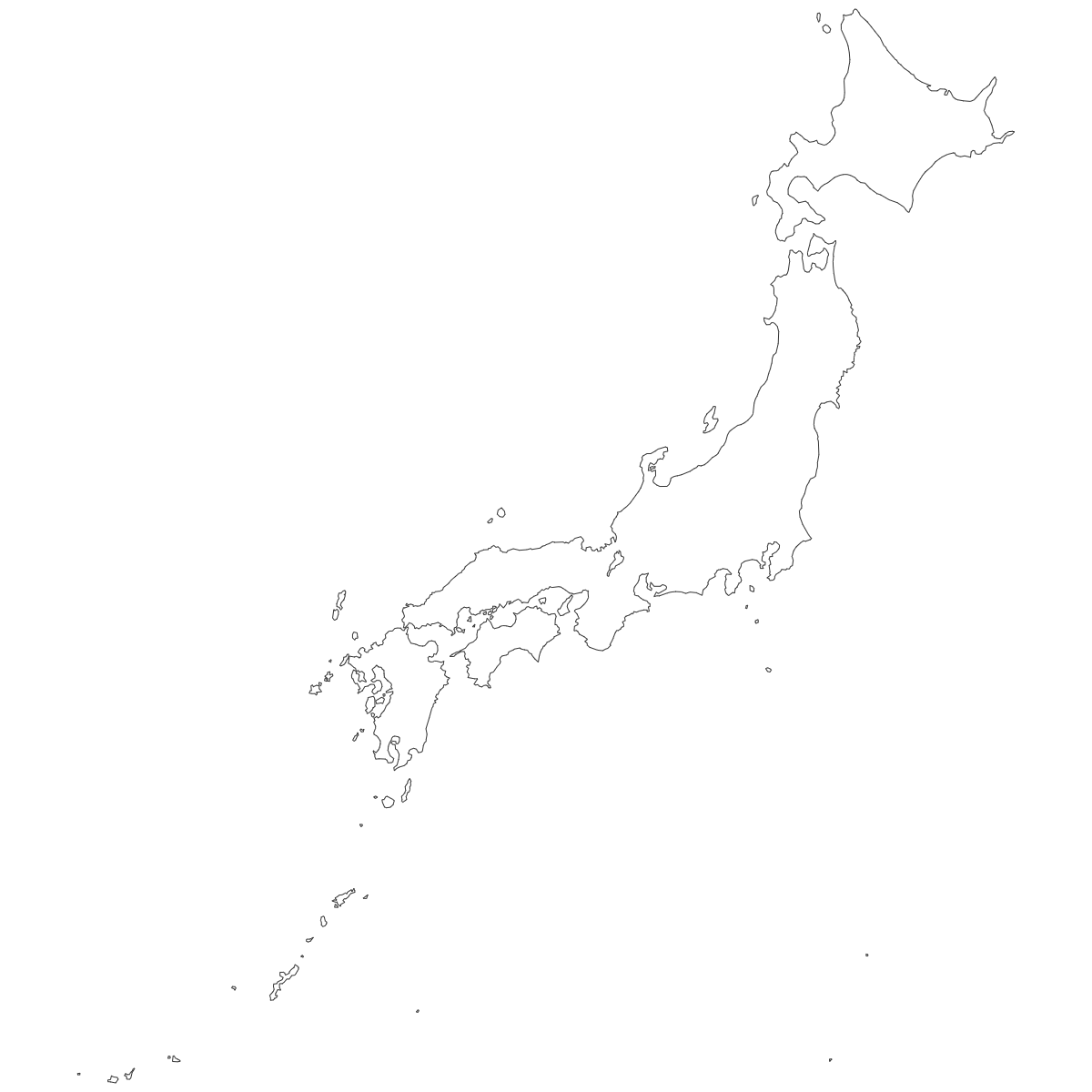 Outline Map of Japan Prefectures