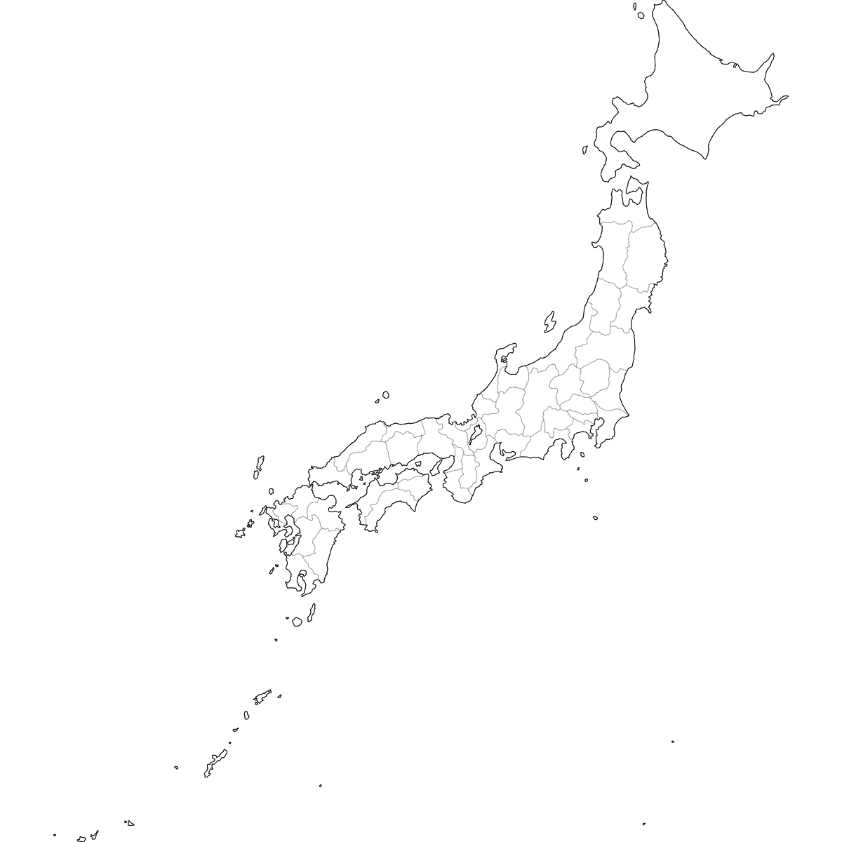 Wireframe Map of Japan Prefectures