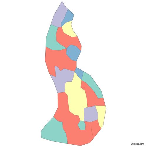 Preview of Colored Liechtenstein Map with Municipalities