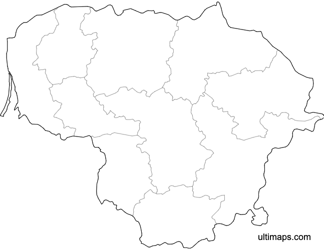 Preview of Blank Map of Lithuania Counties (Letter)