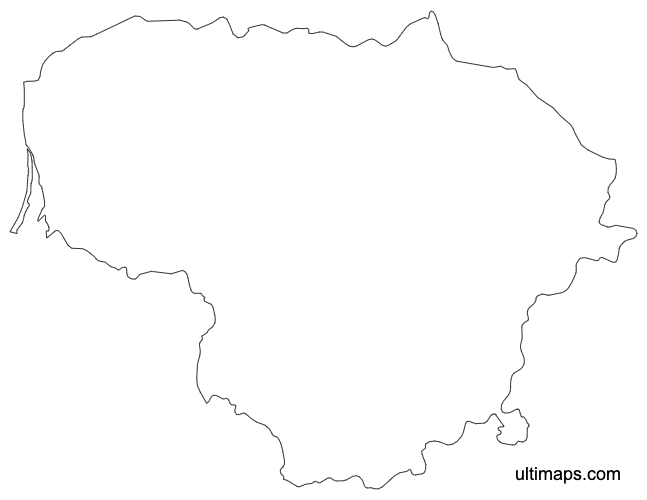 Preview of Outline Map of Lithuania Counties (A4)