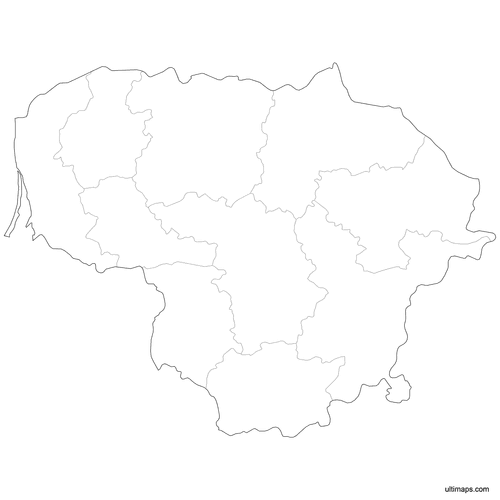 Preview of Outlined Map of Lithuania Counties