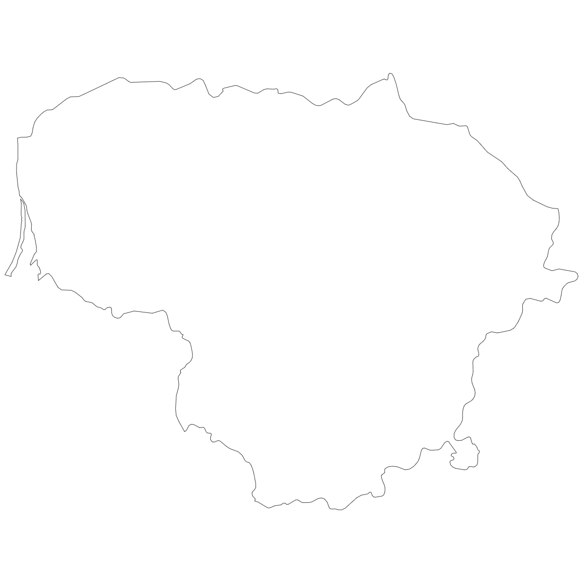 Outline Map of Lithuania Counties