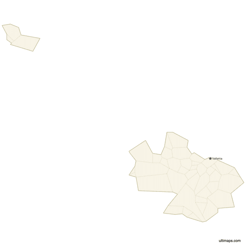Preview of Map of Malta with Cities