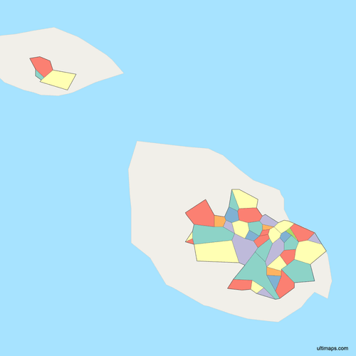 Preview of Political Map of Malta with Local Councils